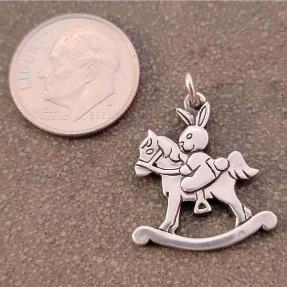 Very Rare Retired James Avery Sterling Bunny Rabbit Rocking Horse Charm - Picture 4 of 7